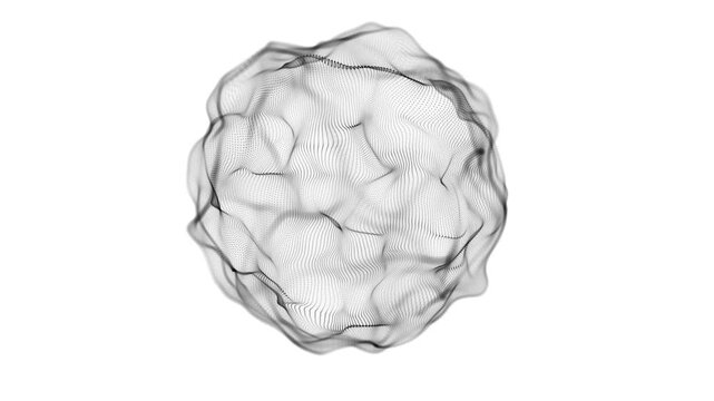Big data visualization in 3D. Digital network and tech concept. Abstract dynamic sphere made of particles