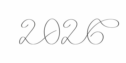 Elegant hand drawn 2026 year design for new year or future events