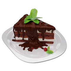 chocolate cake with cream and strawberry