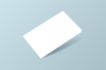 A business card with rounded corners, a gift card or a credit card on a light blue background. Create a blank design layout for branding a presentation, advertisement, invitation card, voucher. Vector