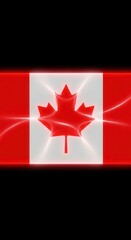 A luminous interpretation of the Canadian flag with gleaming maple leaf emblem design