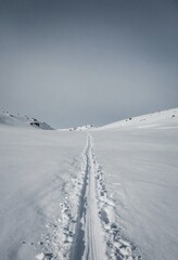 Ski track in the mountains