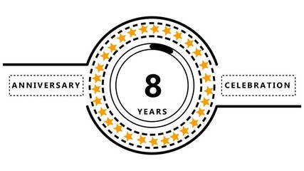 8th Anniversary Celebration Graphic with Stars and Progress Bar 8 years event