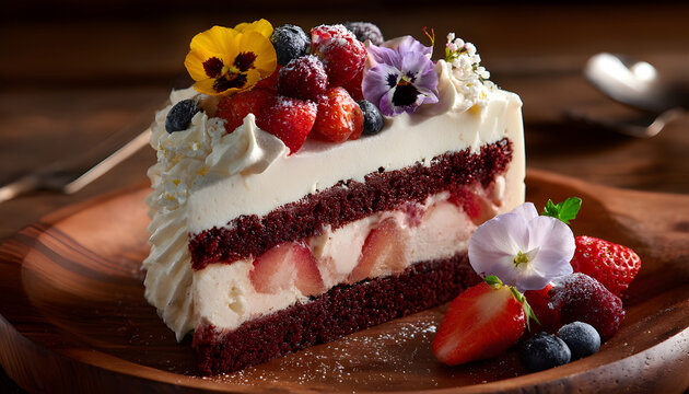 A slice of life! A delicious-looking cake for your next dessert presentation, party or special occasion