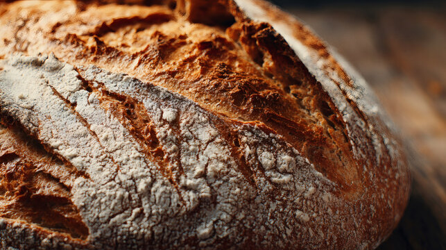 Freshly baked whole grain bread with a golden crust - Powered by Adobe