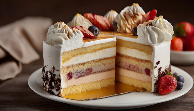 A slice of life! A delicious-looking cake for your next dessert presentation, party or special occasion