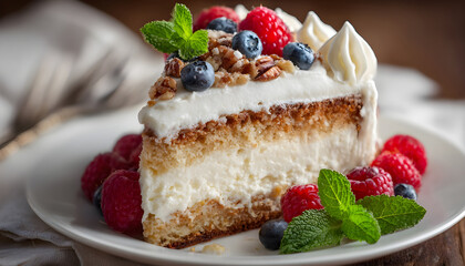 A slice of life! A delicious-looking cake for your next dessert presentation, party or special occasion