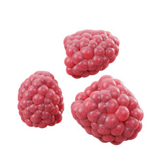 raspberries on white background