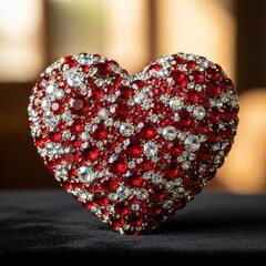A Blazing Heart: Ruby Red and Diamond Sparkles Symbolizing Luxury and Affection