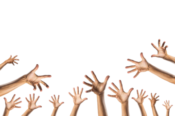 silhouette of hands reaching for something. isolated on a transparent background