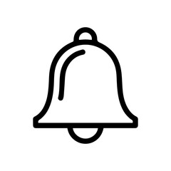 A simple bell icon outlined in black featuring a clapper inside