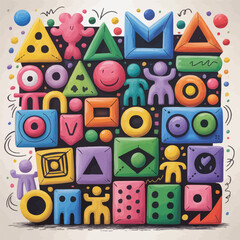 Colorful wooden alphabet blocks spelling out a word on a white background, representing early childhood learning and play