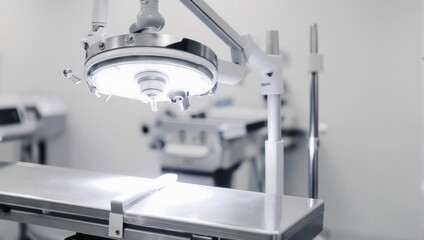 Modern Operating Room With Surgical Lamp And Table.