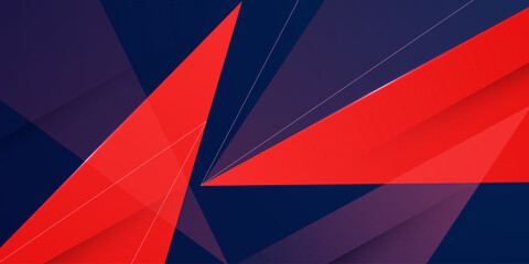 Obraz premium Abstract red triangle element shapes pattern concept on dark color background. Cool banner concept design.