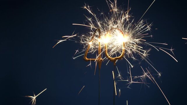 40 years anniversary celebration festive footage made with Bengal fire in the form of number Forty