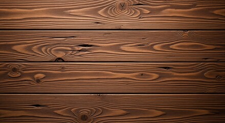Dark brown wooden planks with visible grain patterns and knots create a rustic surface. Perfect for backgrounds in product displays, websites, or design projects needing natural texture.