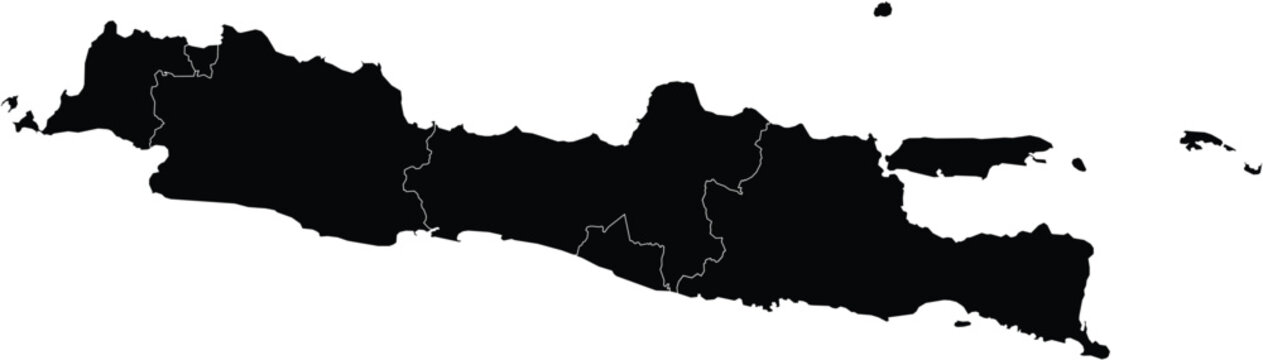 Map of Java Region Island of Indonesia Isolated Silhouette Vector