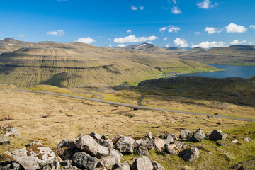 beautiful sunny day on faroe islands