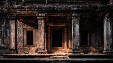 Fototapeta premium Ancient stone building with intricate columns and carved details