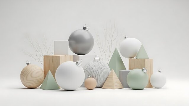 Modern abstract arrangement of decorative objects and geometric shapes