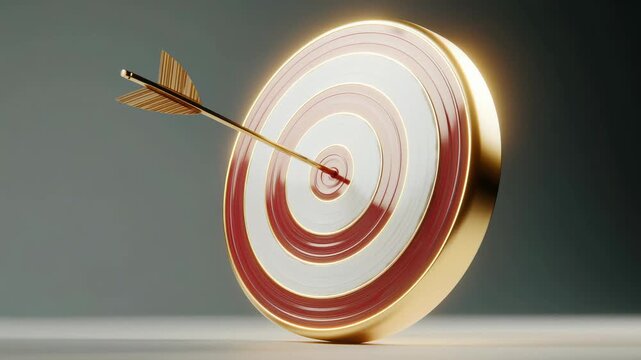 Hitting a Target with an Arrow in a Close-up Shot of a Bullseye