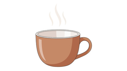 A simple illustration of a brown ceramic cup with steam rising from it, suggesting a hot drink like coffee or tea.
