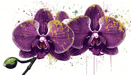 Graphic Orchid with Golden Details