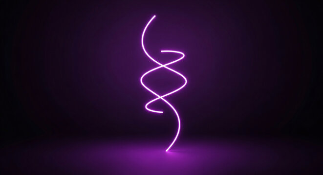 Neon spiral line art on dark background. - Powered by Adobe