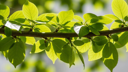 Fresh green leaves glistening in sunlight, a vibrant symbol of spring and renewal, ideal for nature, wellness, and eco-friendly designs now