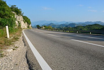 Highway in the mountains of Montenegro