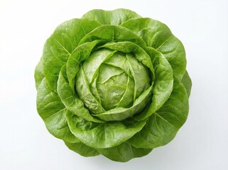 Obraz premium Whole Lettuce with Water Droplets on White Background