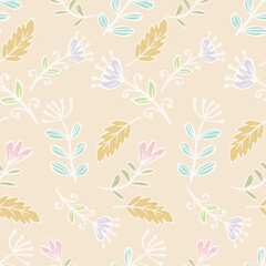 Seamless pattern with floral elements. Vector illustration.
