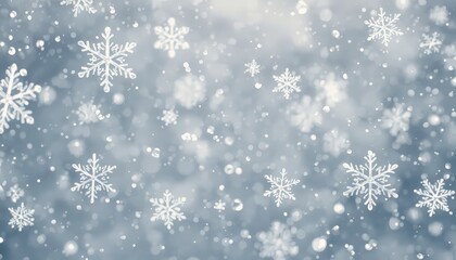 Beautiful snowflakes gently falling in a winter wonderland scene during a calm snowy day