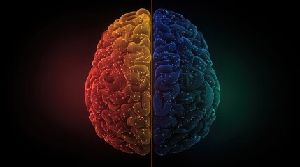 A human brain and a computer chip side by side illustrating the connection between biology and technology in modern innovation