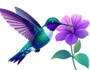 Obraz premium Colorful Flying Hummingbird Illustration Cutout PNG