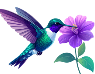 Colorful Flying Hummingbird Illustration Cutout PNG
