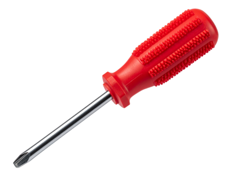  Classic Flathead Screwdriver with Red Grip Cutout PNG
