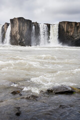 Godafoss in iceland at a cloudy day