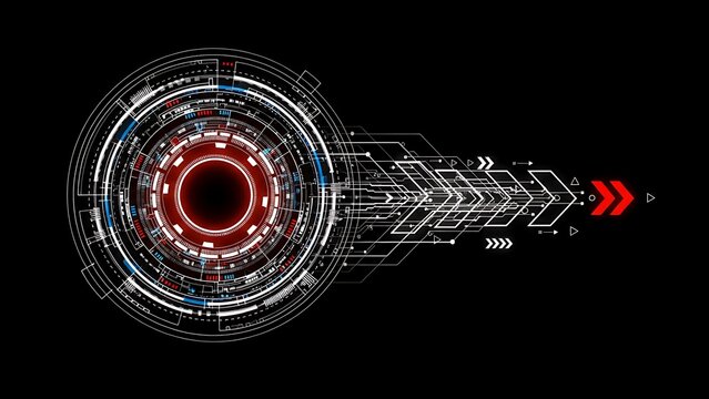 Futuristic digital interface with dynamic data flow and central core