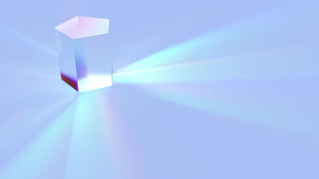 Looping animation of light rays refraction through a prism 3d animation. Dispersion optical effect. Colorful seamless loop 3d motion graphics