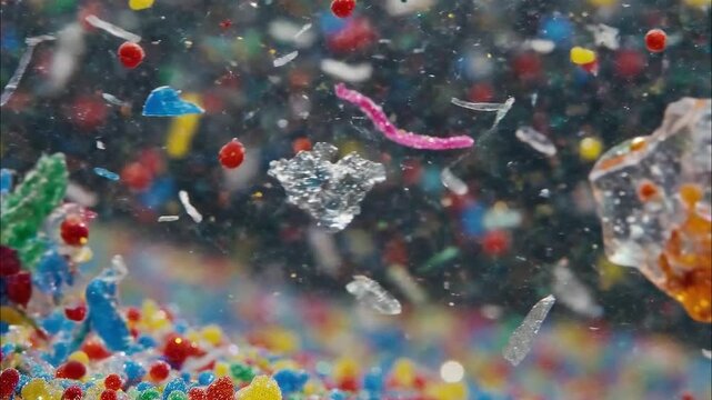 Colorful sprinkles and debris in macro view