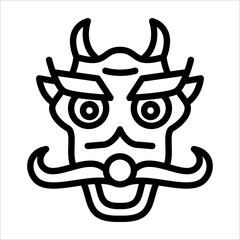 a Chinese classic dragon icon with black single line style for design element or coloring book element