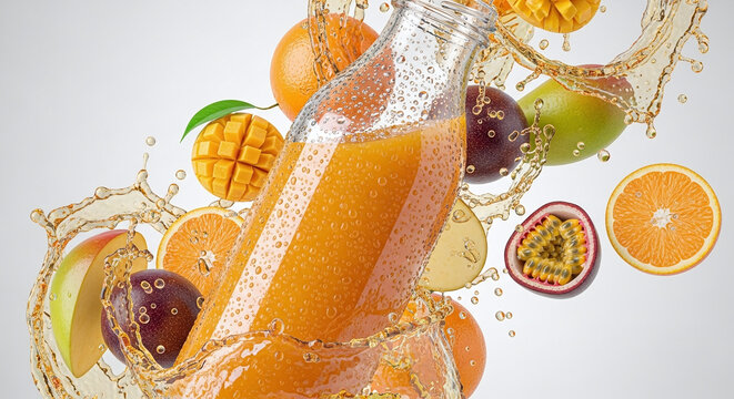 Fruit juice splash with assorted fruits.