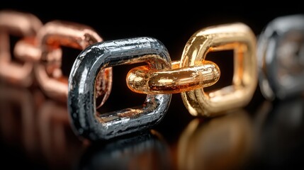 Two elegant gold and silver rings symbolizing identity variations in a blockchain conceptual framework