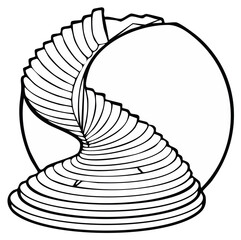 Geometric Spiral Abstract, Curvilinear Shape and Spherical Form, Line Art