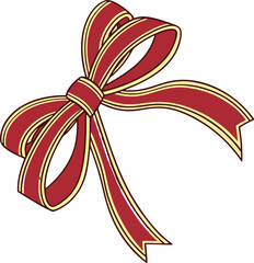 Festive red and gold ribbon bow adds a touch of holiday magic perfect for gift wrapping, celebration designs, and seasonal greeting cards projects