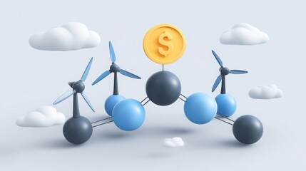 Group of people holding a coin symbolizing shared energy and collaboration in renewable resources and sustainability efforts