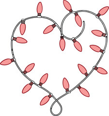 Festive heart shaped string lights glowing with love, perfect for Valentine's Day promotions, romantic celebrations, or holiday cheer