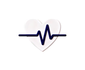 White Heart With Blue Heartbeat Line