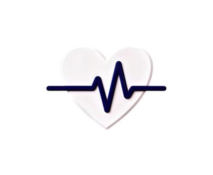 White Heart With Blue Heartbeat Line